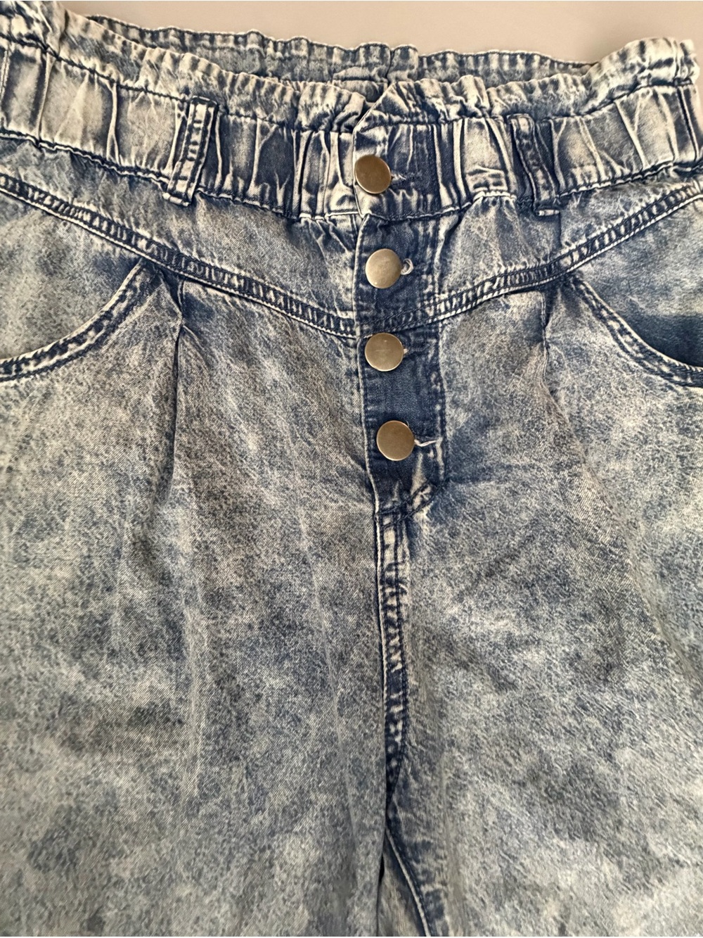easel High-Rise Acid Wash Jeans with Button Fly - Blue